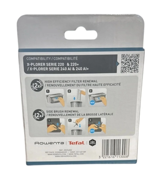 Tefal X-Plorer RG94, RG96 Series 200, 240 Filtre ve Fırça Seti ZR294002