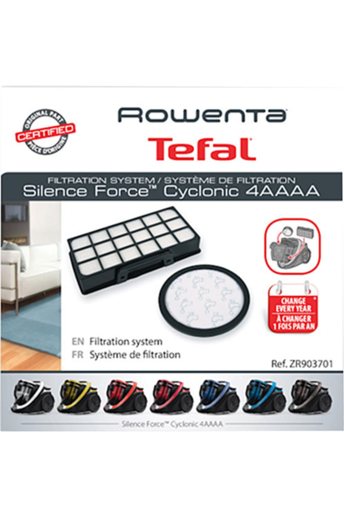 Tefal Silence Force Cyclonic 4a Hepa Filtre Zr903701